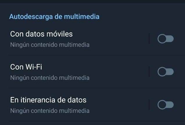 Desactivar la autodescarga en Telegram.