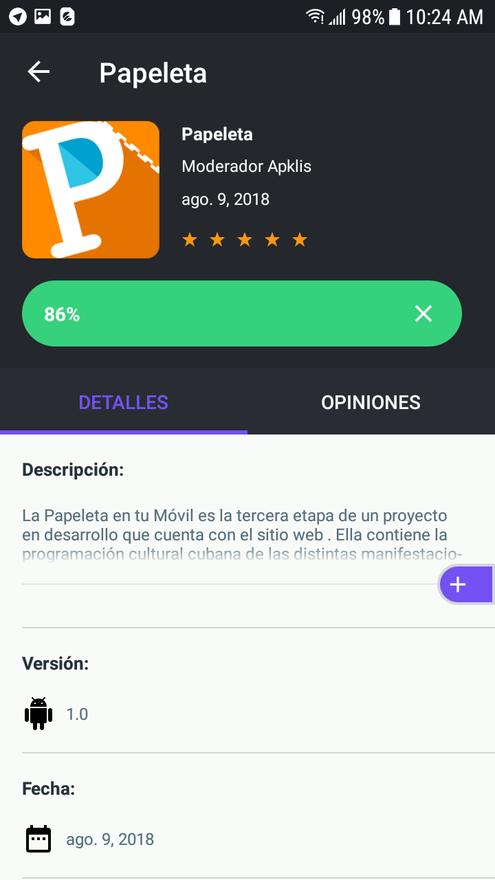 Pantallas de la aplicación móvil de Apklis