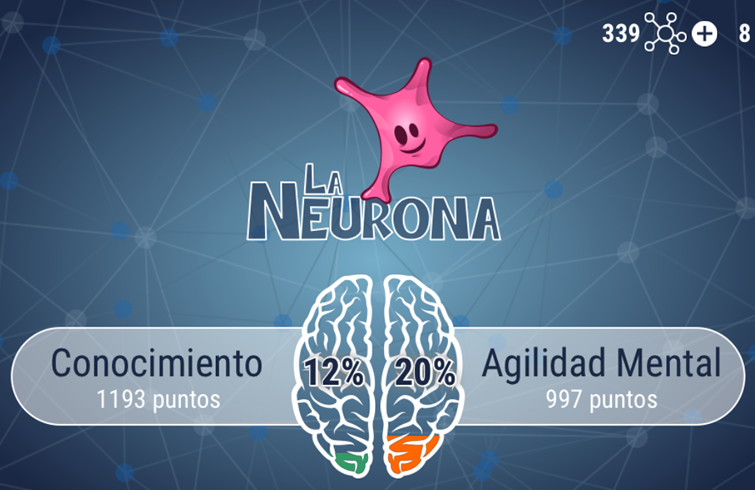 Pantalla inicial de “La Neurona”, juego inspirado en el popular programa de participación “La Neurona Intranquila”