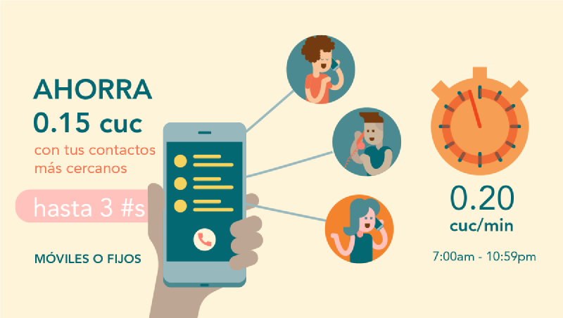 El Plan Amigo propone una rebaja de 0.15 CUC a tus 3 contactos más cercanos en horario normal