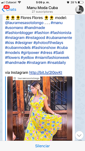 Captura de pantalla de una tienda privada en redes sociales
