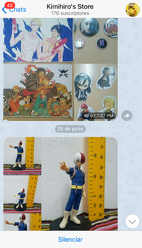 Captura de pantalla de productos vendidos por redes sociales