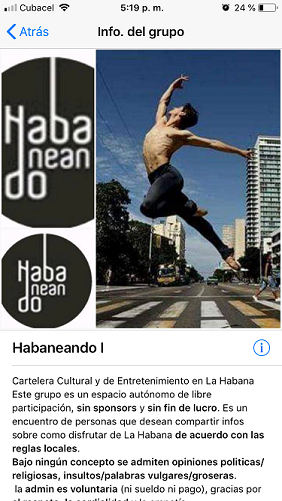 Captura de pantalla de eventos promocionados en redes sociales