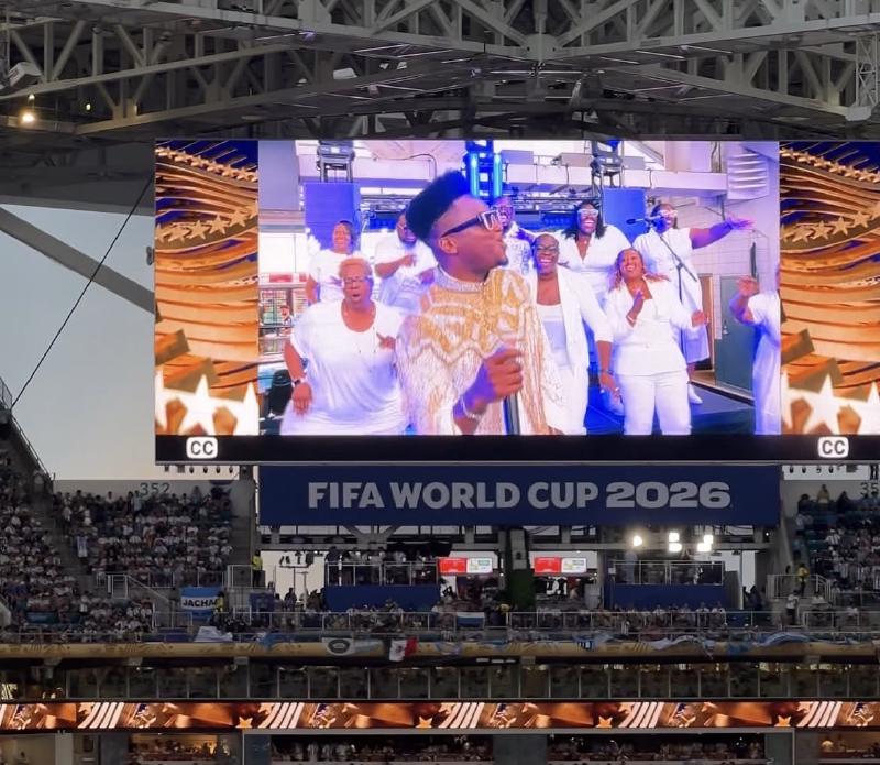Cimafunk durante su actuación en el Mundial 2026