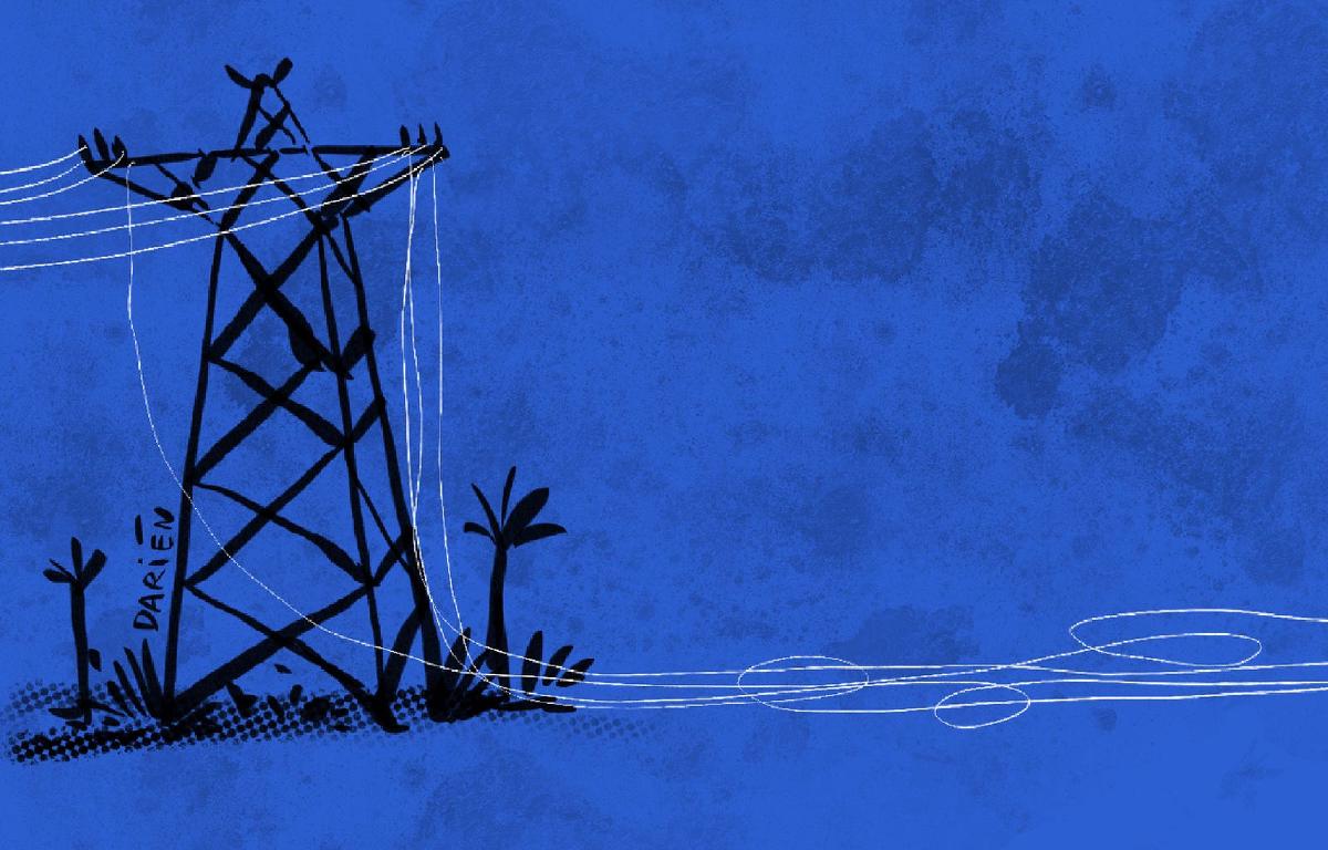 Cuba ha estado en penumbras buena parte del 2024 con cortes de luz de más de 12 horas hasta apagones nacionales de varios días. Ilustración Darién/ Fonoma.