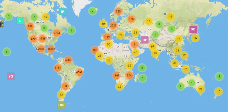 Geographic distribution of Fonoma users until February 2015