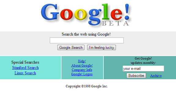 Así era Google en 1998.