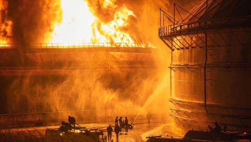 Incendio en la Base de Supertanqueros en Matanzas