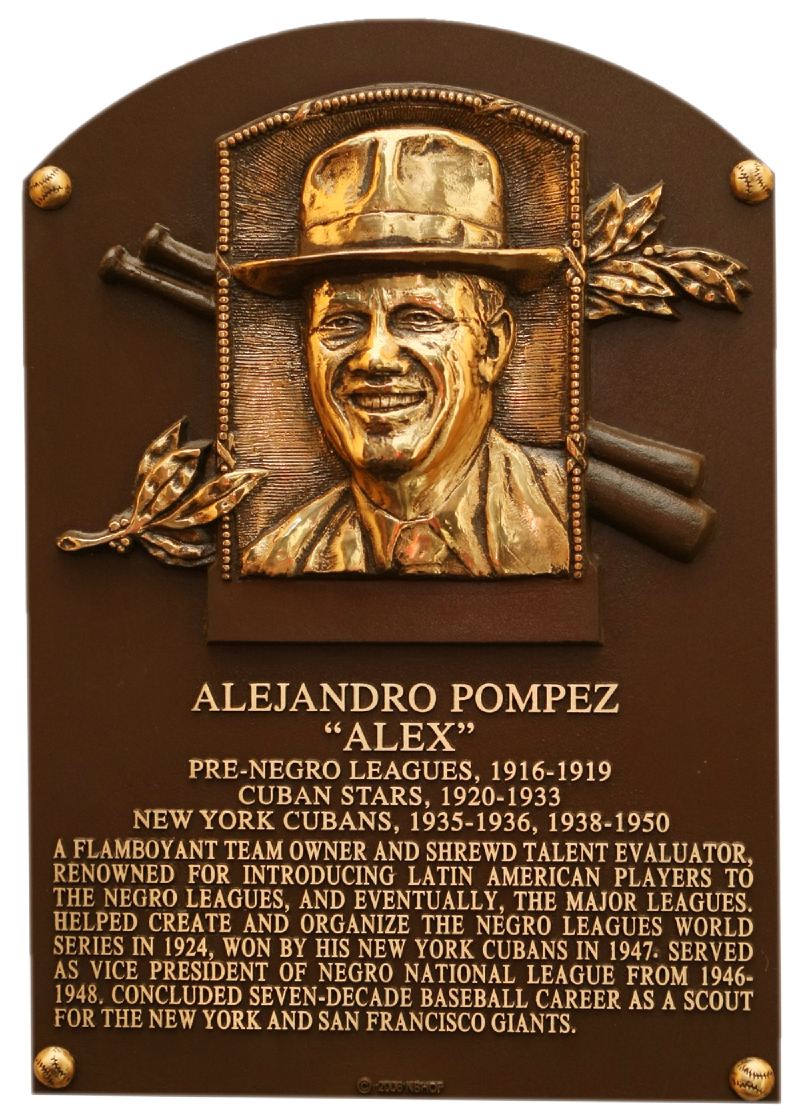 Placa de Alex Pompez en el Salón de la Fama