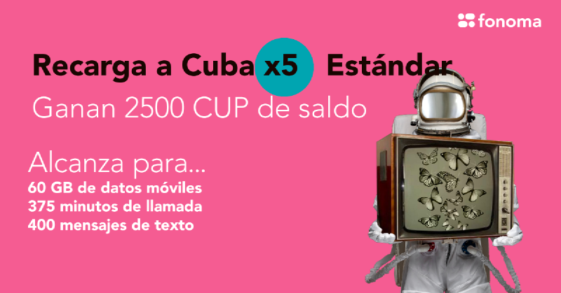 Recarga a Cuba x5: Envías 500 CUP y reciben 2500 CUP