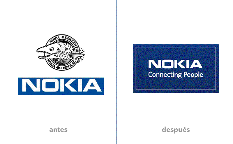 Una comparación entre uno de los priemeros y el actual logo de la empresa.