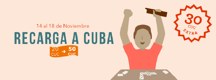 Promoción ETECSA + 30 CUC bono para recargar celulares en Cuba (14–18 de noviembre de 2016)
