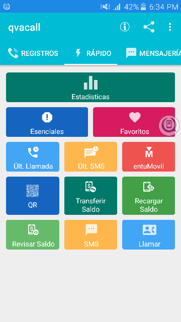 Pantalla principal de Qvacall