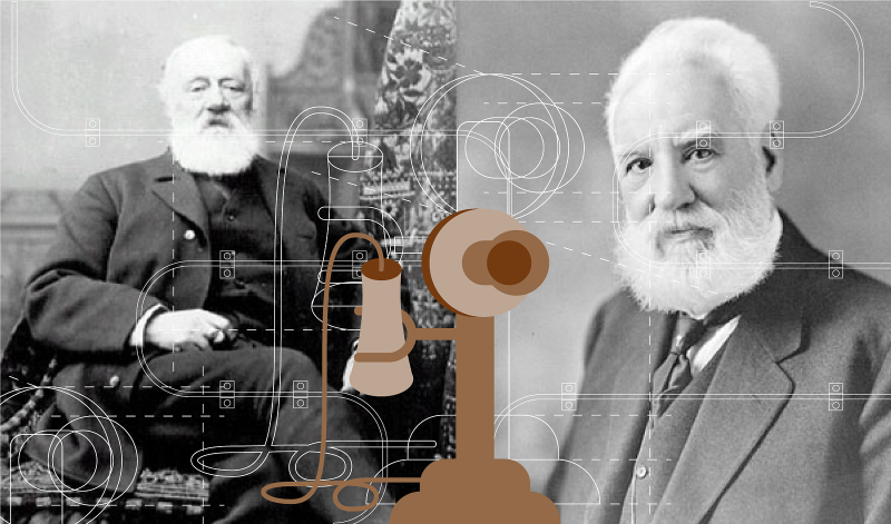 Meucci (izquierda) intentó recuperar el crédito de su invento, mientras Bell (derecha) siguió siendo para muchos el “inventor”