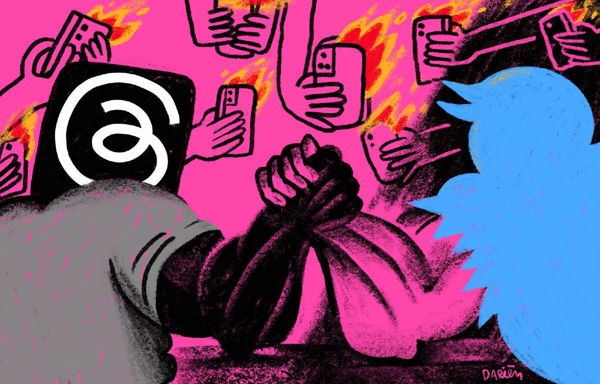 Threads vs Twitter: ¿Qué app consume menos datos? Ilustración Darién Sánchez/ Fonoma.