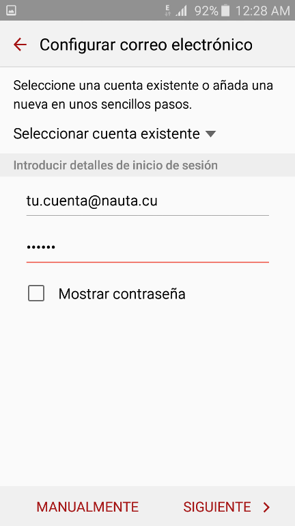 Pantalla para seleccionar la app de correo electrónico en Android